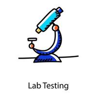 Lab testing in doodle style trendy icon, microscope laboratory equipment vector