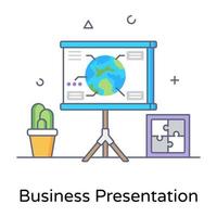 Flat outline icon of business presentation vector