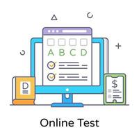 Trendy flat line concept icon of online test vector