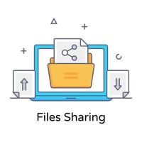 A flat outline vector of files sharing, premium download