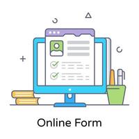 Flat outline vector of online form, employee profile