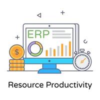 A resource productivity flat editable vector