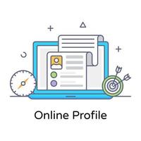 Flat outline vector of online profile, editable design