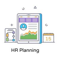 Hr planning concept vector, flat outline style vector