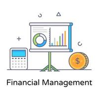 un gráfico de gestión financiera en un icono de concepto de contorno plano vector