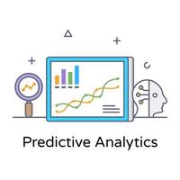 Predictive analytics icon in modern flat outline design vector