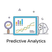 icono de análisis predictivo en el diseño moderno de contorno plano vector