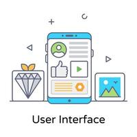 Conceptua flat outline design icon of user interface vector