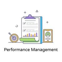 Editable flat outline design of performance report icon vector