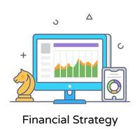 Flat outline vector of financial strategy