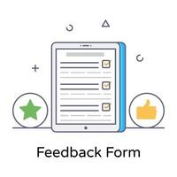 Feedback form in flat outline icon, editable vector