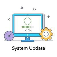 System update flat outline icon, editable vector