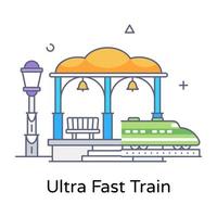 Ultra fast train flat outline icon, editable vector