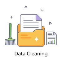 Data cleaning in flat outline icon, editable vector