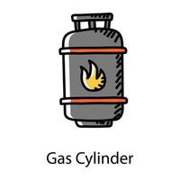 Dangerous equipment, doodle icon of gas cylinder vector