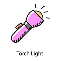 Torch light in hand drawn style icon vector