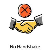 No handshake doodle icon, precaution for coronavirus vector