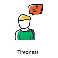 Tiredness hand drawn editable icon vector