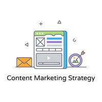 Content marketing strategy icon, flat design vector