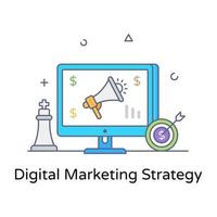 icono de estrategia de marketing digital, diseño plano vector