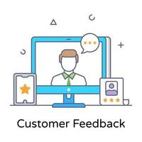 Customer feedback vector in flat line conceptual icon