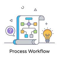 Process workflow in flat concept icon, editable vector