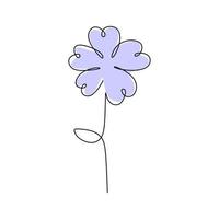 línea única continua de flor de primavera phlox rastrera con color gris vector