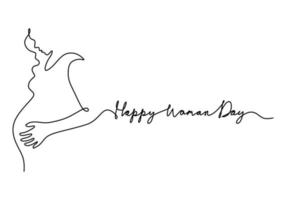 One continuous single line of happy woman day with pregnant mom vector