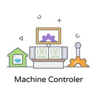 Machine controller flat outline editable vector