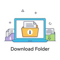 Download folder in flat conceptual icon, editable vector