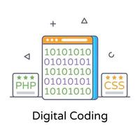 Flat style conceptual icon of digitaal coding, editable vector