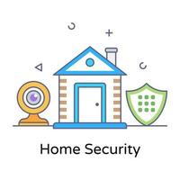 Shield with house denoting flat conceptual icon of home security vector