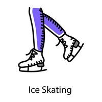 icono de garabato de patinaje sobre hielo, vector editable