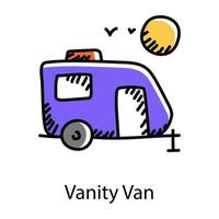 Vanity van doodle icon, editable vector