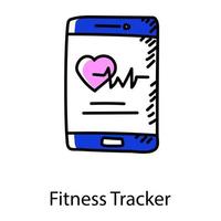 Fitness tracker doodle icon, editable trendy vector