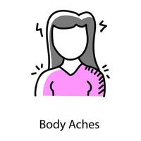 Doodle style icon of body aches vector