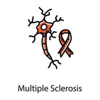 Human disorder, multiple sclerosis in doodle icon vector