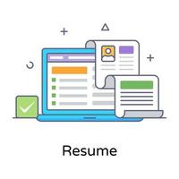 Online cv, resume icon in colorful outline design vector