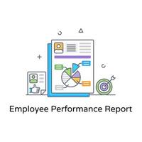 An employee performance report flat outline vector