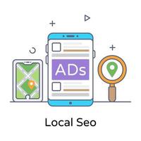 Colorful flat outline design of local seo vector