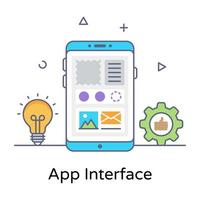 Conceptua flat outline design icon of app interface vector