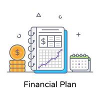 A financial plan flat outline detailed vector