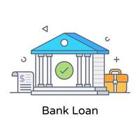 A bank loan flat outline vector