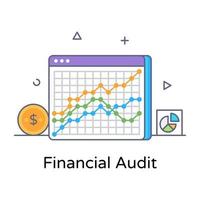 Trendy flat outline concept vector of financial audit