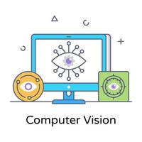 Computer vision flat outline editable icon