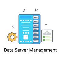 Data server management flat conceptual icon vector