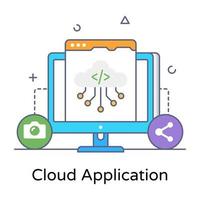 Cloud application in flat conceptual icon vector