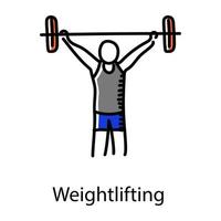 Man with weight denoting hand drawn icon of weightlifting doodle icon vector