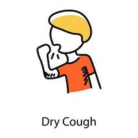 Doodle icon of dry cough, chest cold vector