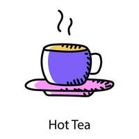 icono dibujado a mano de té caliente, vector editable